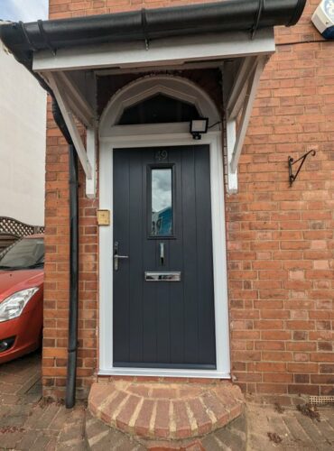 A grand Anthracite Grey Normanton from Solid Core Door's with a beautiful Chrome Architectural Knocker alongside the super secure Ultion Cylinder fitted in Isleworth