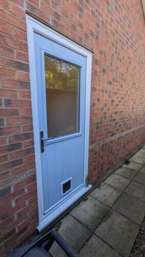 A delightful Duck Egg Blue Kelham from Solid Core Door's with the super secure Ultion Cylinder fitted in Bricketwood