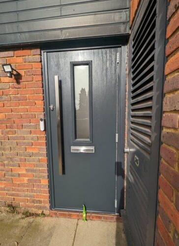 A gorgeous Anthracite Grey Turin Solidor with the AV2 Slam locking strip alongside the super secure Ultion Cylinder fitted in St Albans