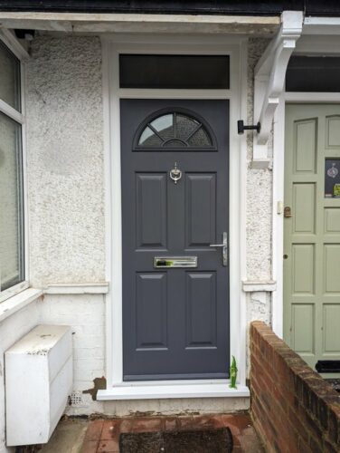 A stylish Slate Grey Minster Sunburst from Solid Core Door's with the super secure Ultion Cylinder fitted in St Albans
