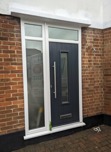 An amazing Anthracite Grey Monza Solidor with a lovely stainless steel bar handle alongside the super secure Ultion Cylinder fitted in london