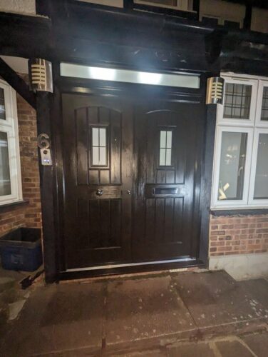 A giant double Onyx Black English Cottage Rockdoor fitted in Edgware