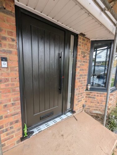 A striking Black Indiana Rockdoor with a stunning black Square Bar Handle fitted in St Albans