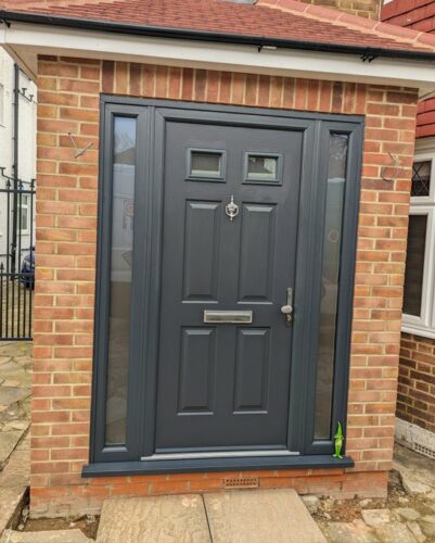 A stunning Anthracite Grey Rufford 2 from Solid Core Doors with the super secure Ultion Cylinder fitted in Barnet